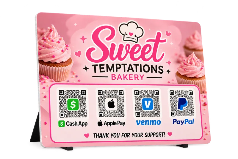 Sweet Temptations custom tabletop PayMe board — Bakers & Sweet Treats
