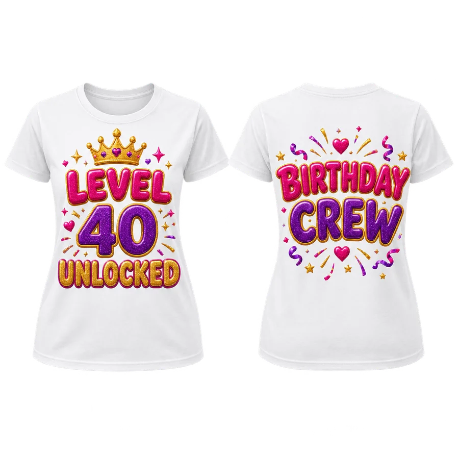 Birthdays & Family Celebrations: matching shirt front on the left and back on the right